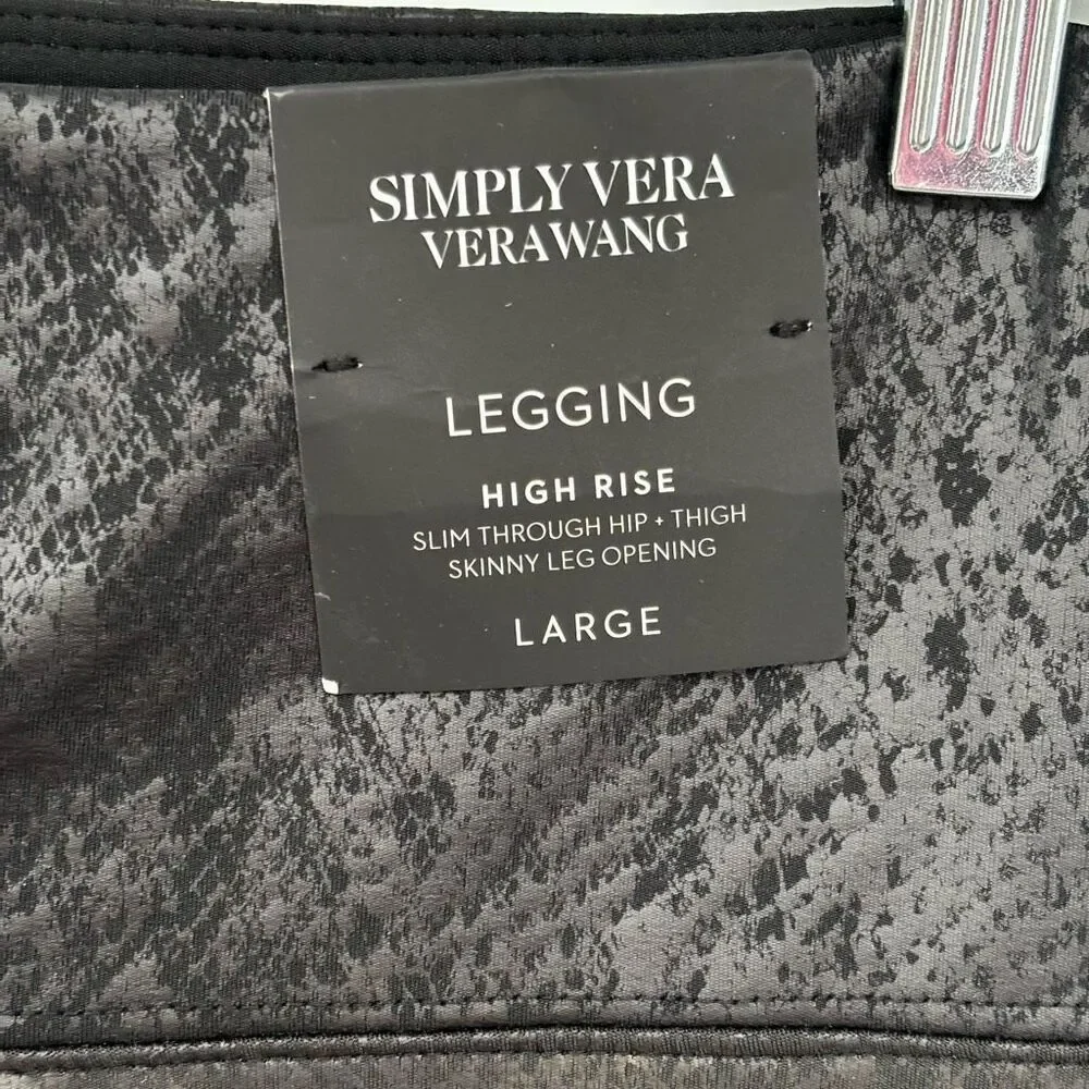 SIMPLY VERA‎ WANG HIGH RISE LIVE-IN FAUX LEATHER SHAPING LEGGING Black Large